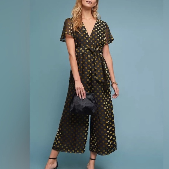 Anthropologie Pants - Anthropologie ASTR The Label Metallic Polka Dot Jumpsuit - Size Small